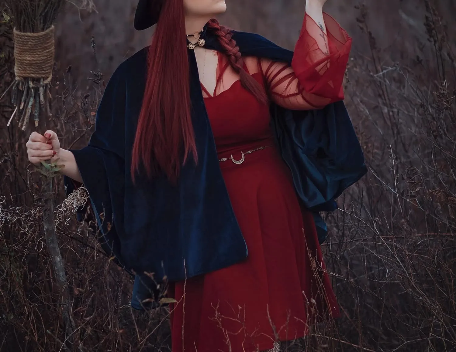 Women's Velvet Satin Lined Capelet Elegant Halloween Cosplay Cloak Cape, Wedding, Ren Faire