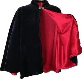 Women's Velvet Satin Lined Capelet Elegant Halloween Cosplay Cloak Cape, Wedding, Ren Faire