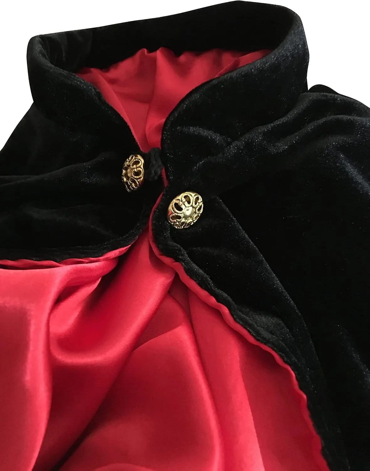Women's Velvet Satin Lined Capelet Elegant Halloween Cosplay Cloak Cape, Wedding, Ren Faire