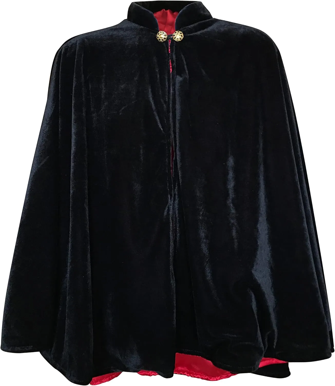 Women's Velvet Satin Lined Capelet Elegant Halloween Cosplay Cloak Cape, Wedding, Ren Faire