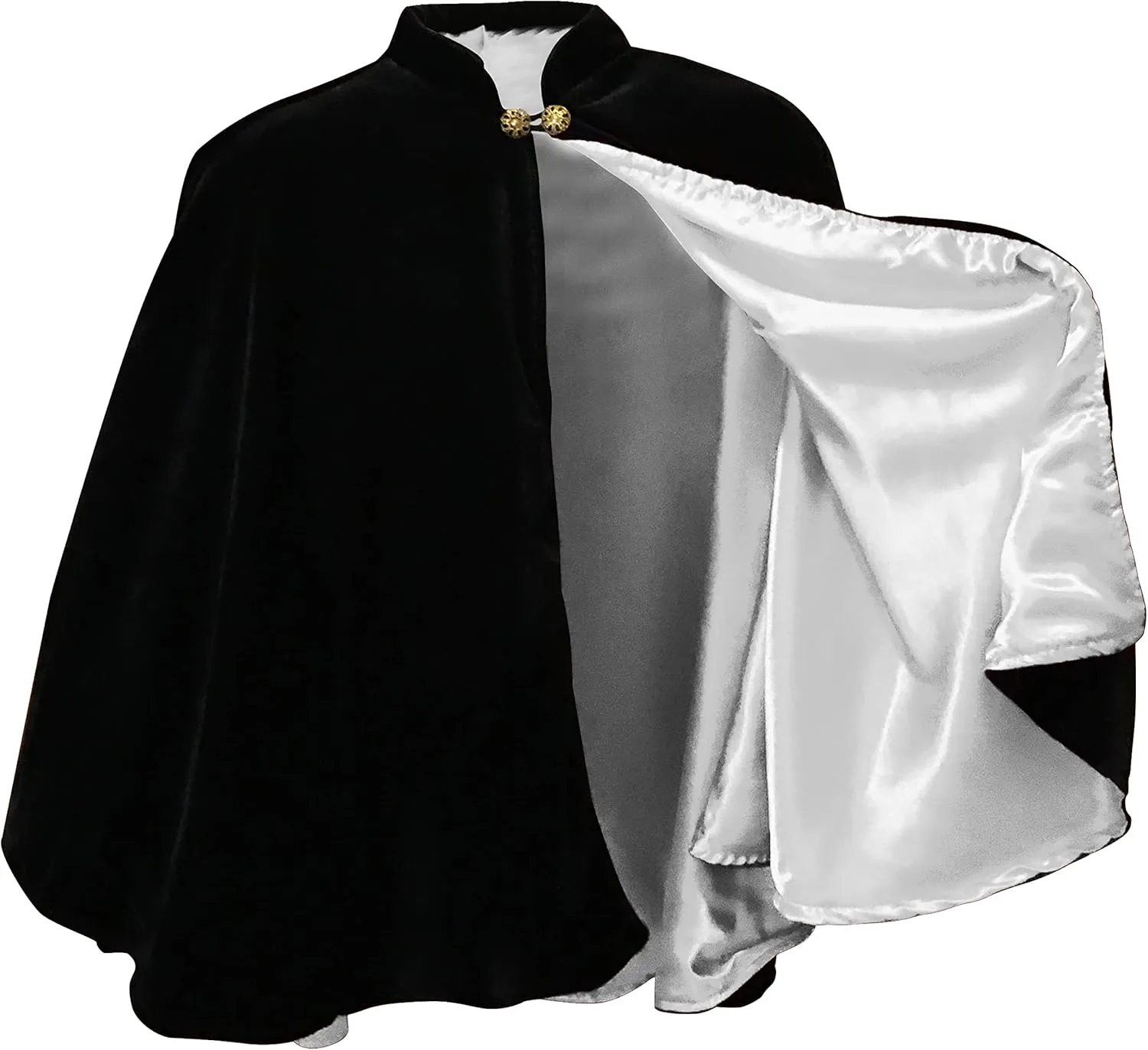 Women's Velvet Satin Lined Capelet Elegant Halloween Cosplay Cloak Cape, Wedding, Ren Faire