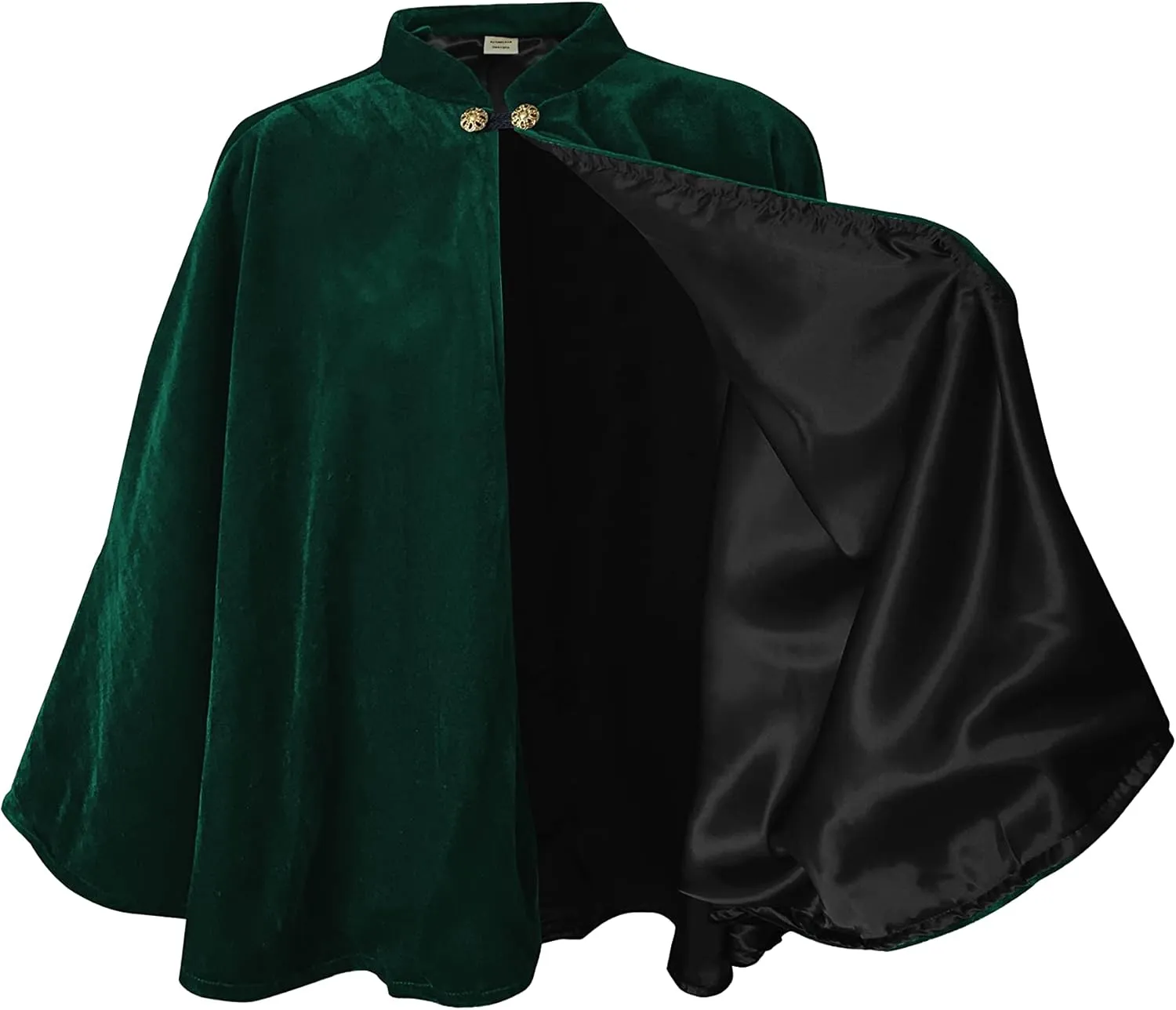 Women's Velvet Satin Lined Capelet Elegant Halloween Cosplay Cloak Cape, Wedding, Ren Faire