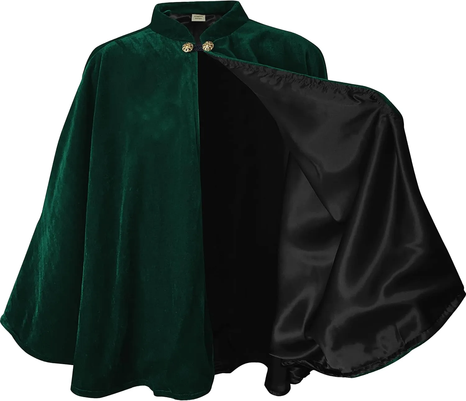 Women's Velvet Satin Lined Capelet Elegant Halloween Cosplay Cloak Cape, Wedding, Ren Faire
