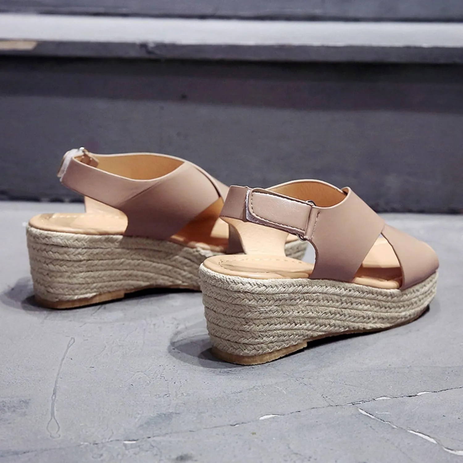 Womens Wedge Sandals Orthopedic Platform Wedge Sandals for Women Summer Dressy Open Toe Hook and Loop Closure Slides High Heeled Wedges Dressy Soft Leather Shoes
