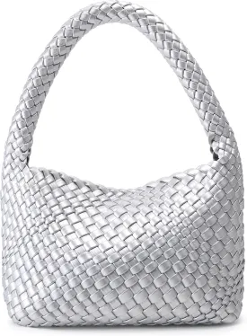 Woven Bag for Women, Small Vegan Leather Summer Beach Purse, and Travel Handbags Ladies' Retro Chic Shoulder Bags