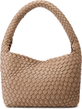 Woven Bag for Women, Small Vegan Leather Summer Beach Purse, and Travel Handbags Ladies' Retro Chic Shoulder Bags