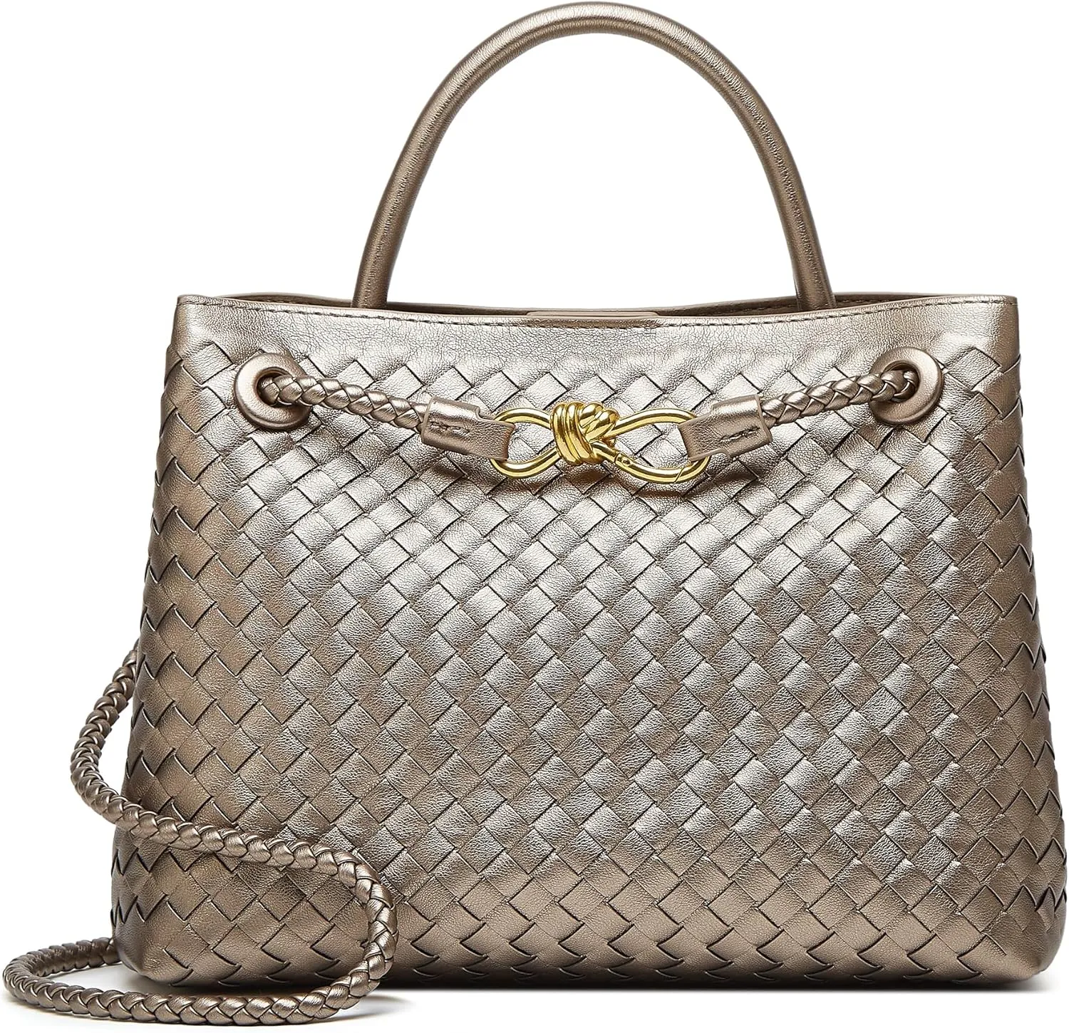 Woven Bags for Women Tote Purse: Vegan Leather Shoulder Handbags - Large Beach Tote - Travel Totes Handwoven Satchel