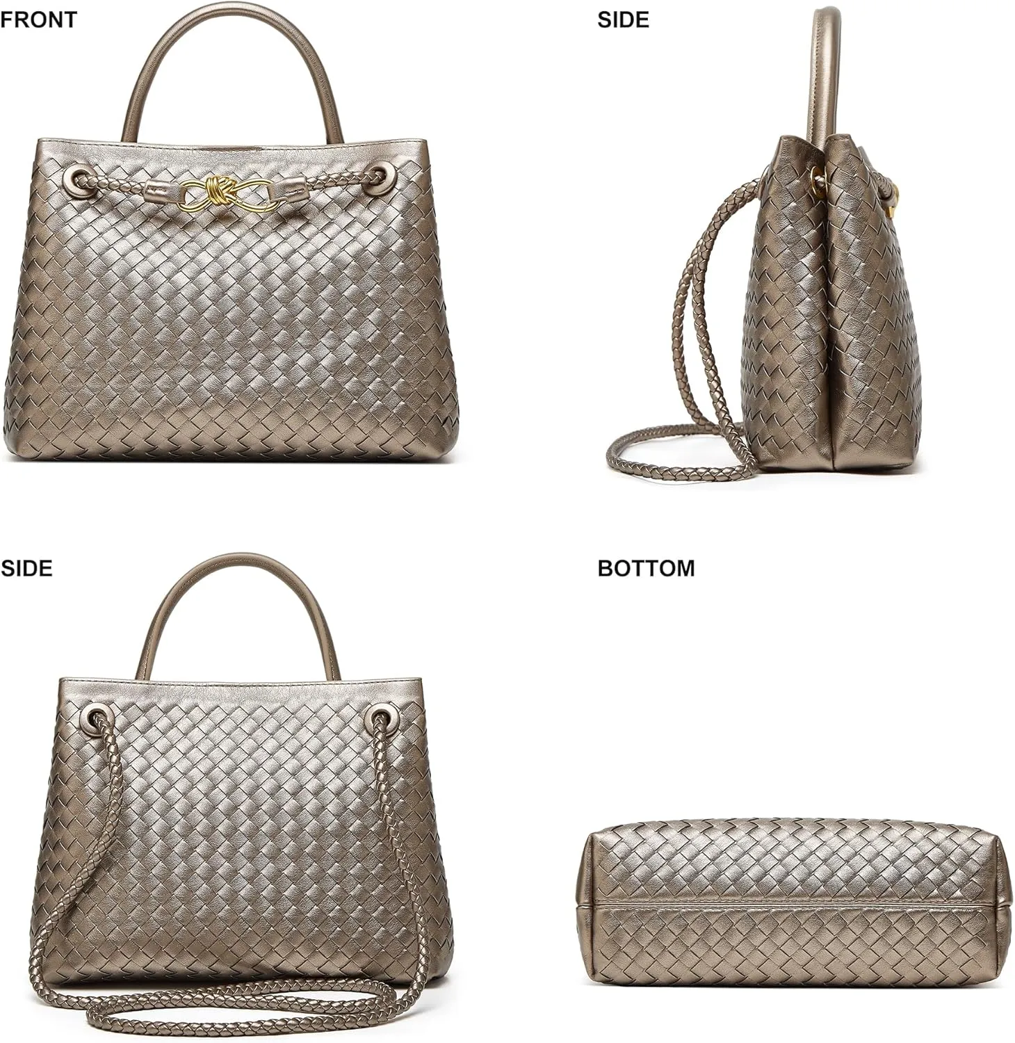 Woven Bags for Women Tote Purse: Vegan Leather Shoulder Handbags - Large Beach Tote - Travel Totes Handwoven Satchel
