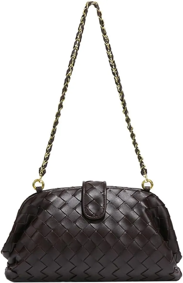 Woven Clutch Purse Shoulder Bag for Women Soft Tote Bag Shell Handbag Crossbody Bags Vegan Leather Shoulder Underarm Bag 2025
