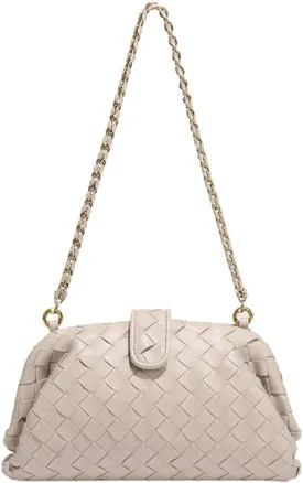 Woven Clutch Purse Shoulder Bag for Women Soft Tote Bag Shell Handbag Crossbody Bags Vegan Leather Shoulder Underarm Bag 2025