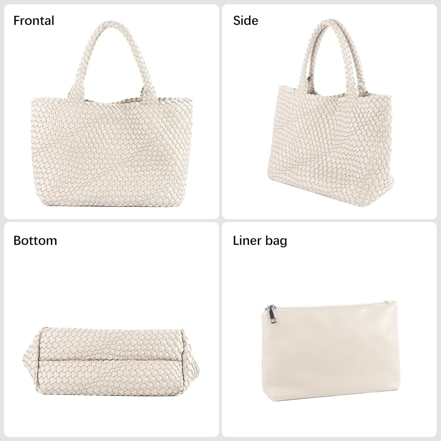 Woven Tote Bag Womens Purse Vegan Leather Shoulder Handbags Fashion Summer Beach Tote Bags Large Travel Totes