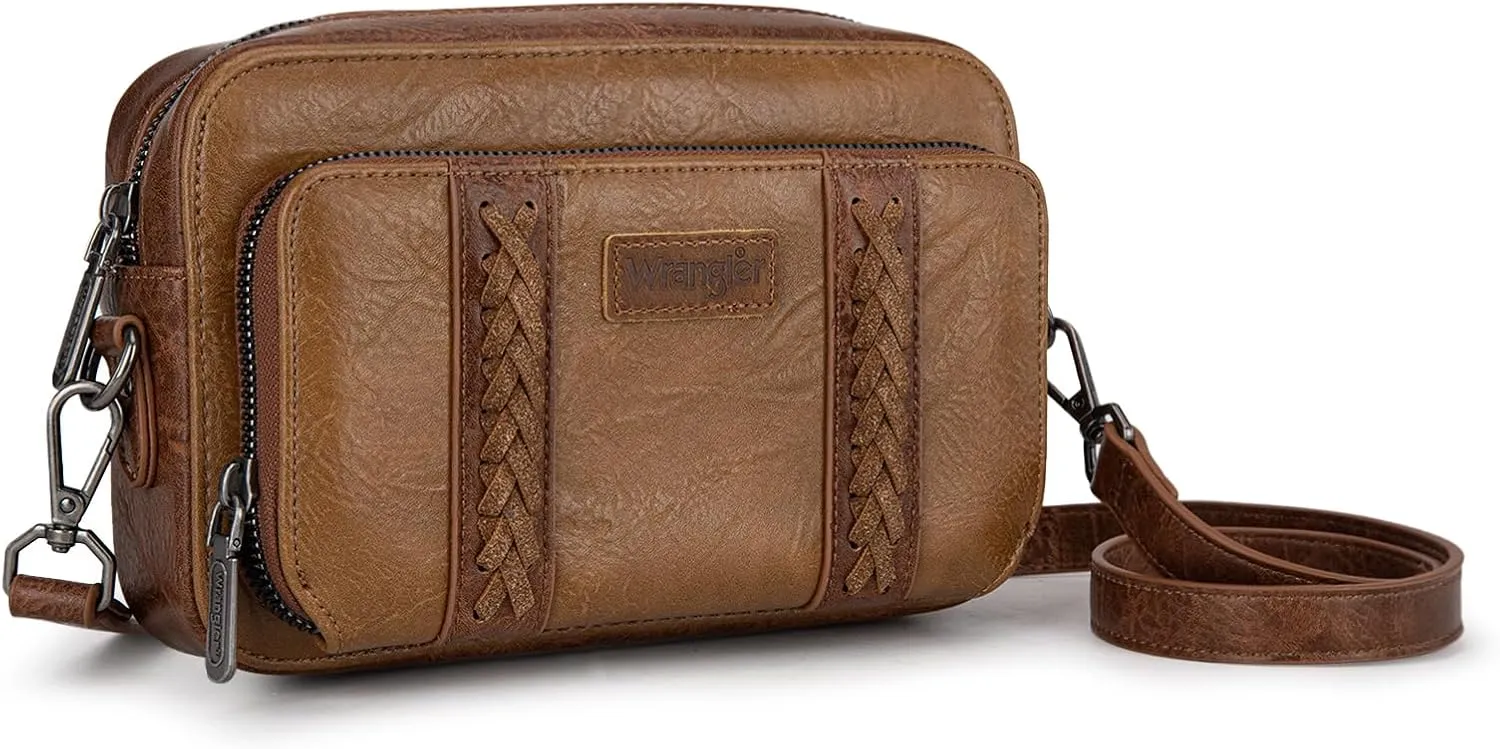 Wrangler Crossbody Bag for Women Shoulder Purse Small Multi Pocket Crossover Bag with Adjustable Strap