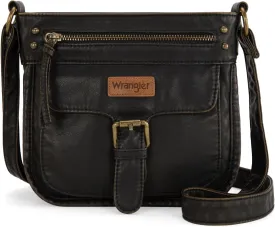Wrangler Crossbody Bag for Women Small Soft Washed Leather Multi Pocket Shoulder Purses