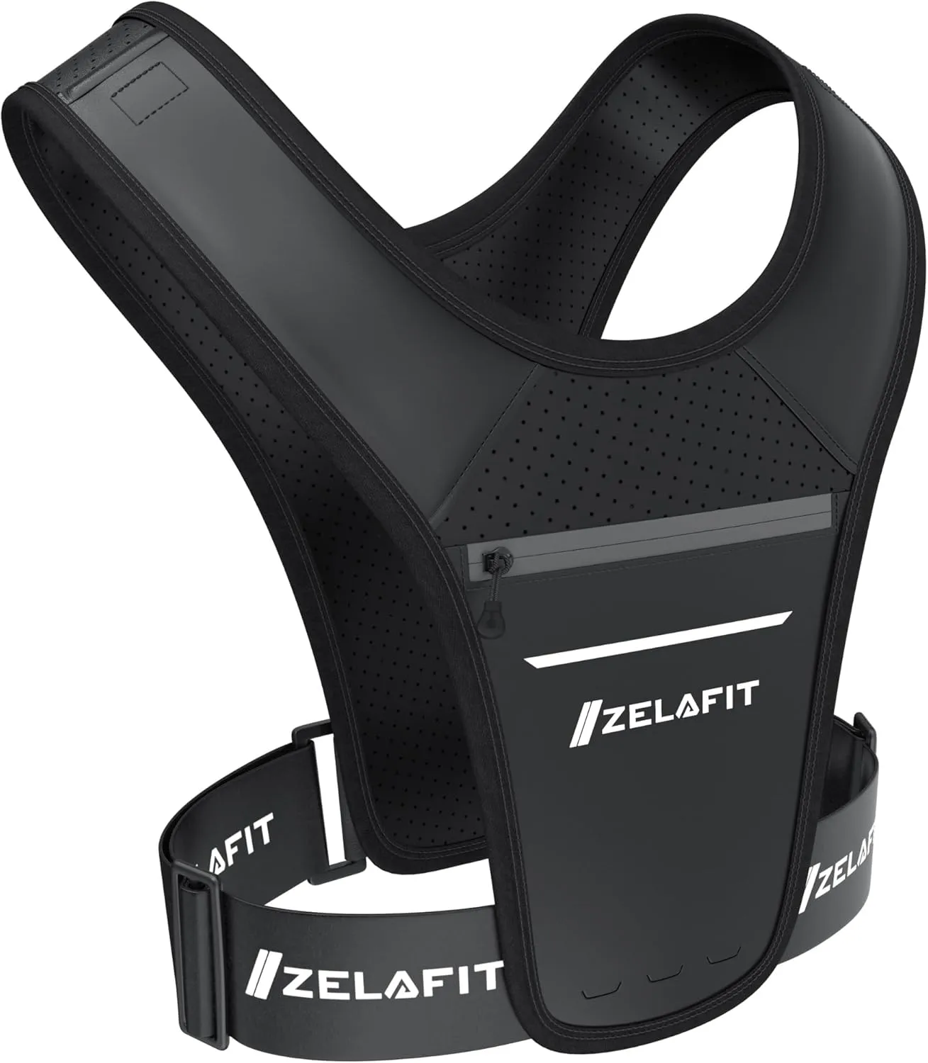 ZelaFit Running Vest for Women & Men Running Phone Holder  Perfect for Running Gear, Running Accessories, Running Essentials - Lightweight Chest Rig Phone Holder for Running (Black)