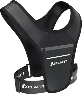 ZelaFit Running Vest for Women & Men Running Phone Holder  Perfect for Running Gear, Running Accessories, Running Essentials - Lightweight Chest Rig Phone Holder for Running (Black)