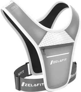 ZelaFit Running Vest for Women & Men Running Phone Holder  Perfect for Running Gear, Running Accessories, Running Essentials - Lightweight Chest Rig Phone Holder for Running (Silver)