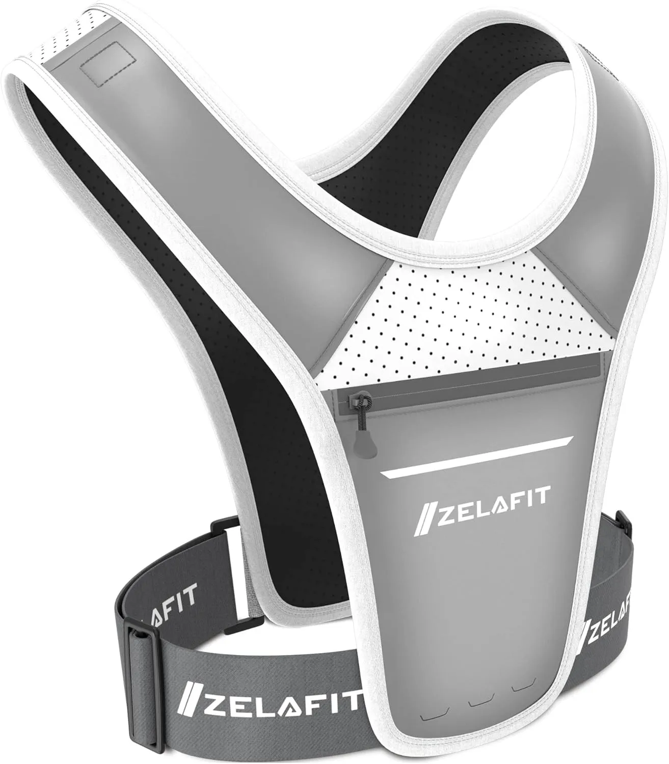 ZelaFit Running Vest for Women & Men Running Phone Holder  Perfect for Running Gear, Running Accessories, Running Essentials - Lightweight Chest Rig Phone Holder for Running (Silver)